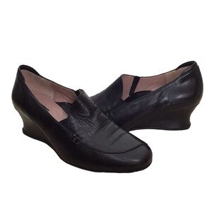 Beautifeel Leather Slip On Wedge Heels Black Size 39